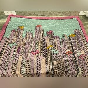 Kate Spade Pink and Teal Silk Scarf